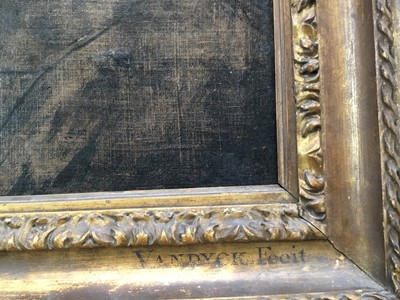 Lot 1271 - After Sir Anthony Van Dyke portrait sketch, 17th century oil on canvas, in Carlo Maratta frame