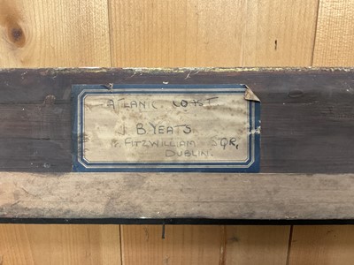 Lot 158 - 1930s/40s painted wooden picture frame with handwritten label verso for Jack Butler Yates, a picture entitled 'Atlantic Coast', to take a picture measuring 36cm x 54cm