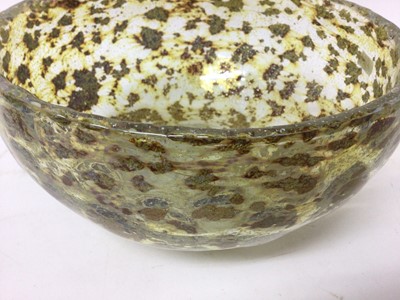 Lot 127 - Unusual large Aventurine art glass/studio glass vase with gold foil design, together with a matching bowl