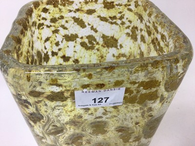 Lot 127 - Unusual large Aventurine art glass/studio glass vase with gold foil design, together with a matching bowl