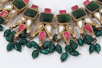 Lot 11 - Ken Lane/ Kenneth Jay Lane vintage Indian Mughal style gem set necklace