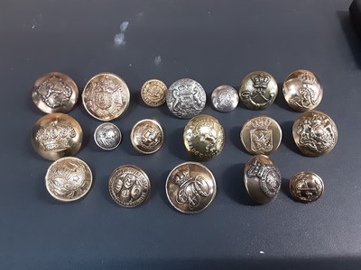 Lot 441 - George V Silver and enamel Royal Masonic Institute for Girls badge (Birmingham 1926), together with a collection of 19th century and later Military buttons, livery buttons and other items