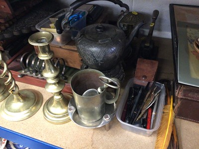 Lot 178 - Sundry items, including brassware, treen, pens, etc