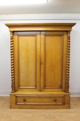 Lot 1416 - Good quality late Victorian oak double wardrobe with single drawer