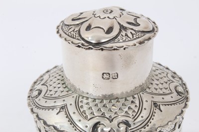Lot 275 - Victorian silver tea caddy of cylindrical form with scroll half fluted decoration