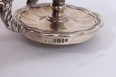 Lot 277 - William IV silver inkstand chamber stick of campana form, with petal shaped tray