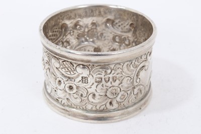 Lot 279 - Two pairs of 20th century silver napkin rings and one other single Victorian silver napkin ring