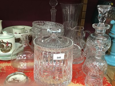 Lot 621 - Cut glass decanters, biscuit barrel and sundry cut glassware