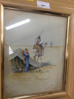 Lot 541 - W.H.Vernon watercolour - Arab scene and another by F.Varley