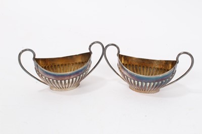 Lot 282 - Victorian silver drum mustard and two pairs salts
