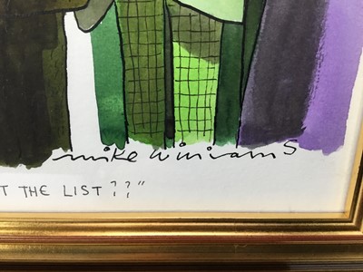 Lot 1797 - Mike Williams (b.1940) pen, ink and watercolour - “Oh No! It’s An Ear: Didn’t Vincent Get The List??”, signed and inscribed
