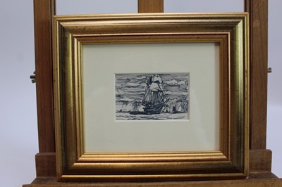 Lot 1872 - William Lionel Wyllie (1851-1931) pen and ink drawing - In Full Sail, in glazed gilt frame, 5.5cm x 8.5cm 
Provenance: Chris Beetles Ltd. London