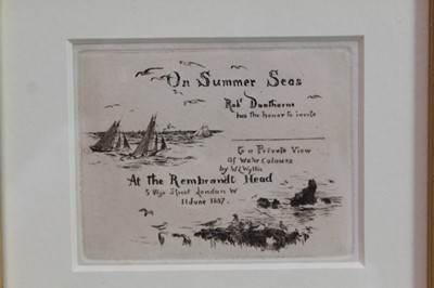 Lot 1873 - William Lionel Wyllie (1851-1931) etching - On Summer Seas, in glazed gilt frame, 8cm x 10cm 
Provenance: Chris Beetles Ltd. London