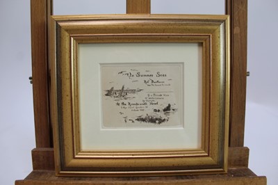 Lot 1873 - William Lionel Wyllie (1851-1931) etching - On Summer Seas, in glazed gilt frame, 8cm x 10cm 
Provenance: Chris Beetles Ltd. London