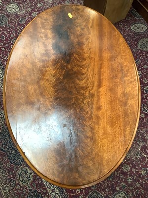 Lot 1001 - Victorian mahogany wine table with oval tilt top on carved and turned column and three splayed legs