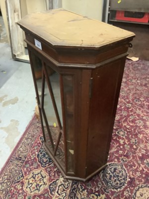 Lot 1006 - Small inlaid mahogany bookcase/display cabinet with canted corners and astragal glazed door, 36cm wide, 20.5cm deep, 64.5cm high