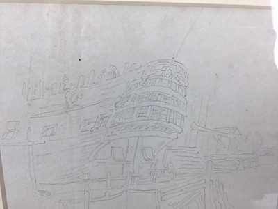 Lot 1857 - Thomas Rowlandson (1756-1827) pencil drawing - The Shipyard, in glazed gilt frame, 16cm x 17cm 
Provenance: Chris Beetles Gallery