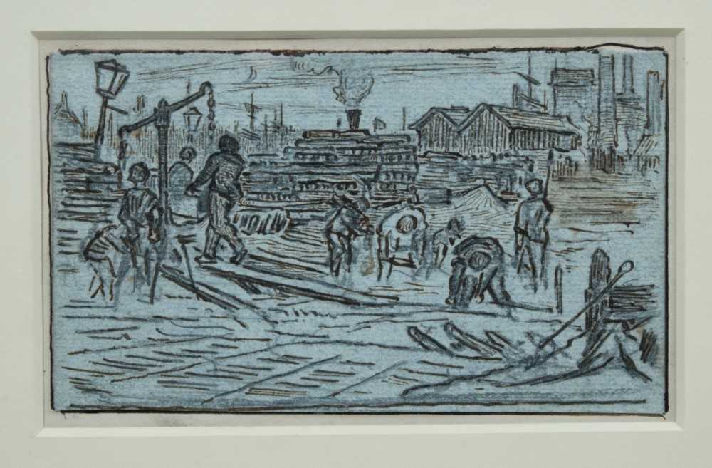 Lot 1843 - Albert Goodwin (1845-1932) pen, ink and pencil - The Docks, in glazed gilt frame
