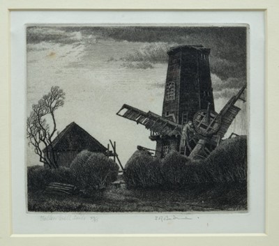 Lot 1839 - *Stanley Roy Badmin (1906-1989) signed limited edition etching - Fallen Mill Sails, 33/35, in glazed gilt frame