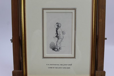 Lot 1835 - *Ernest Howard Shepard (1879-1976) pen and ink - Come up Here, Land of the Lost Toys, in glazed gilt frame 
Provenance: Chris Beetles Gallery