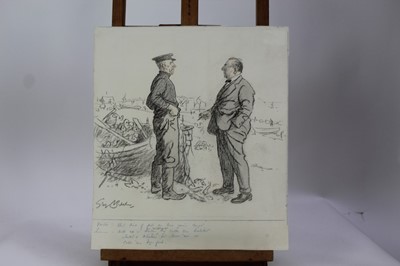 Lot 1864 - George Belcher (1875-1947) chalk and wash - The Visitor and The Fisherman, signed and inscribed, mounted