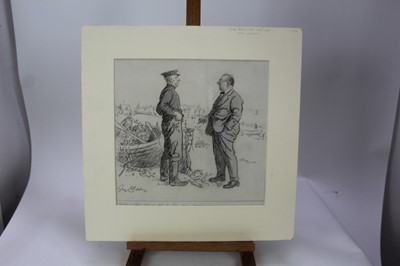Lot 1864 - George Belcher (1875-1947) chalk and wash - The Visitor and The Fisherman, signed and inscribed, mounted