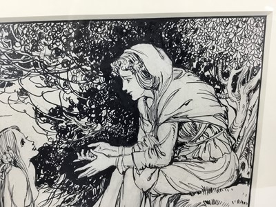 Lot 1759 - Helen Jacobs (1880-1970) pen and ink - Prosperina and the Nymph, signed, in glazed gilt frame 
Provenance: Chris Beetles Gallery