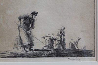 Lot 1704 - George Soper (1870-1942) signed etching - Women Hoeing, in glazed gilt frame 
Provenance: Chris Beetles Gallery