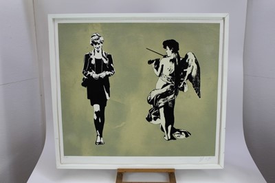 Lot 1892 - Blek Le Rat (b.1951) signed limited edition screenprint - Diana and the Angel, 79/100, in glazed frame