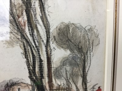 Lot 1820 - Thomas Churchyard (1798-1865) charcoal and watercolour - The House by the Trees, in glazed gilt frame 
Provenance: Chris Beetles Gallery