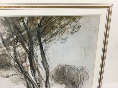 Lot 1820 - Thomas Churchyard (1798-1865) charcoal and watercolour - The House by the Trees, in glazed gilt frame 
Provenance: Chris Beetles Gallery