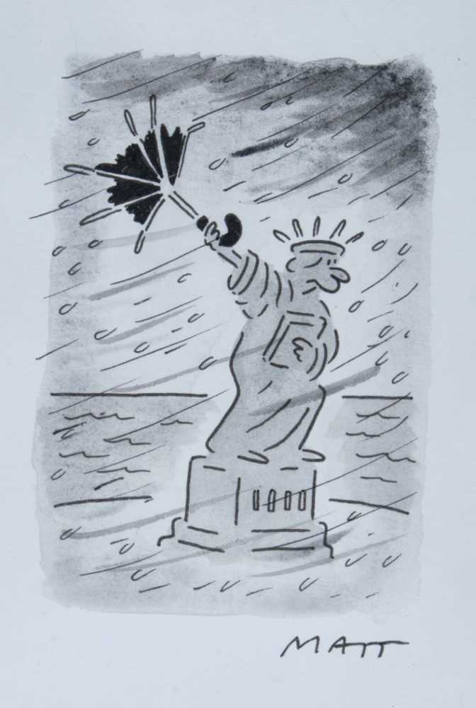 Lot 1783 - Matt, (Matt Pritchett b.1964) pen, ink and monochrome watercolour – Statue of Liberty, signed, in glazed gilt frame 
Provenance: Chris Beetles Gallery