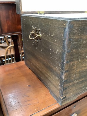 Lot 1009 - Victorian trunk with brass side handles, 76cm wide, 45.5cm deep, 42cm high