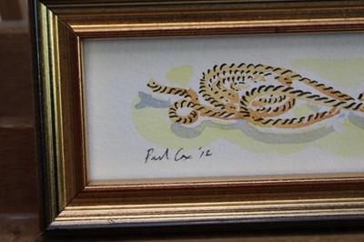 Lot 1734 - Paul Cox (b.1957) set of four pen, ink and watercolours - Nautical Themes, each signed and dated ‘12, in glazed gilt frames, 4cm x 18cm 
Provenance: Chris Beetles Gallery