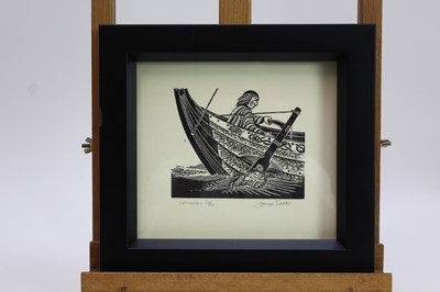 Lot 1753 - *James Dodds (b.1957) signed limited linocut - Helmsman, 30/50, in glazed frame
