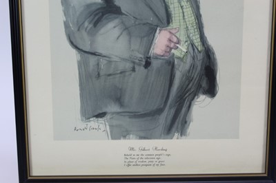 Lot 1780 - *Ronald Searle set of twelve Punch cartoons - Heroes of our Time, in glazed frames