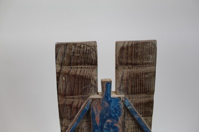 Lot 1917 - *Derek Nice (b.1933) painted wooden sculpture - Blue Pine Angel, signed and dated 2015