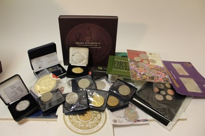 Lot 419 - World - Mixed coins to include Tristan Da Cunha gold plated silver proof crown 2015