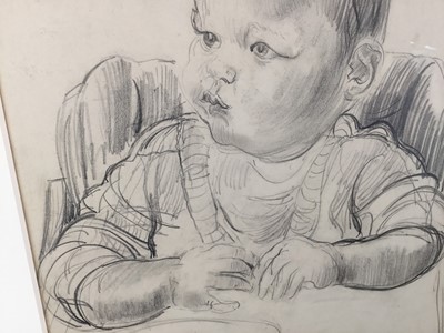 Lot 1817 - *Jacob Epstein (1880-1959) pencil - Jackie in High Chair, signed, in glazed gilt frame