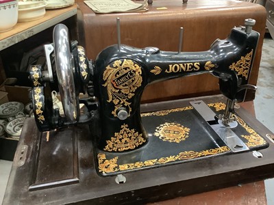 Lot 1022 - Vintage Jones sewing machine in walnut case