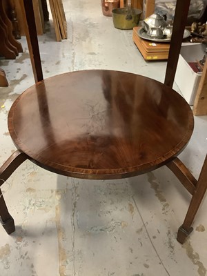 Lot 1024 - Good quality Edwardian inlaid mahogany centre table with crossbanded top on square taper legs with undertier, 68cm diameter