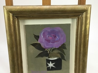 Lot 1775 - *Mary Fedden (1915-2012) oil on board - Lilac Rose, signed and dated 1990, 20cm x 16cm, in glazed gilt frame Provenance: Thompson’s Gallery, London
