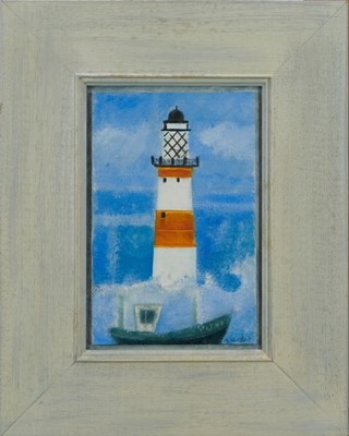 Lot 1902 - Caroline McAdam Clark, oil on board - Lighthouse, signed, framed