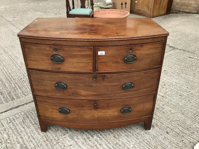 Lot 1026 - Georgian mahogany bowfront chest of two short and two long drawers, 89cm wide, 49cm deep, 81cm high