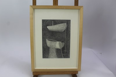 Lot 1901 - Caroline McAdam Clark, (b.1947) pencil drawing - Fishing Boats, signed