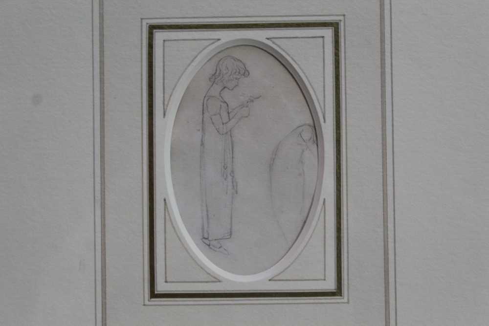 Lot 1760 - Kate Greenaway (1846-1901) pencil drawing - a girl in nightdress, in glazed 
gilt frame 
Provenance: Chris Beetles Gallery, London
