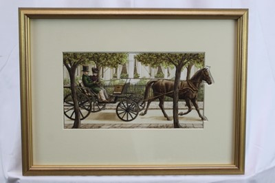 Lot 1767 - Jane Johnson (b.1951) watercolour - ‘Miss Potter’s on her way’, in glazed 
gilt frame 
Provenance: Chris Beetles Gallery