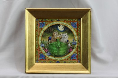 Lot 1787 - Debby Faulkner-Stevens (b. 1954) watercolour - 'The Owl and the Pussycat went to sea in a beautiful pea green boat', initialled and dated '03, in glazed gilt frame 
Provenance:  Chris Beetles Lrd,...
