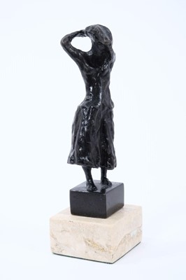 Lot 1912 - *Sydney Harpley (1927-1992) bronze sculpture - Girl Combing Her Hair, signed and numbered A/P, on marble plinth, an artist's proof from an edition of 12.