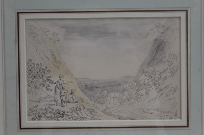 Lot 1731 - Anthony Devis (1729-1816) pen, ink and watercolour - Through the Mountain Pass, in glazed gilt frame 
Provenance:  Chris Beetles Ltd, London